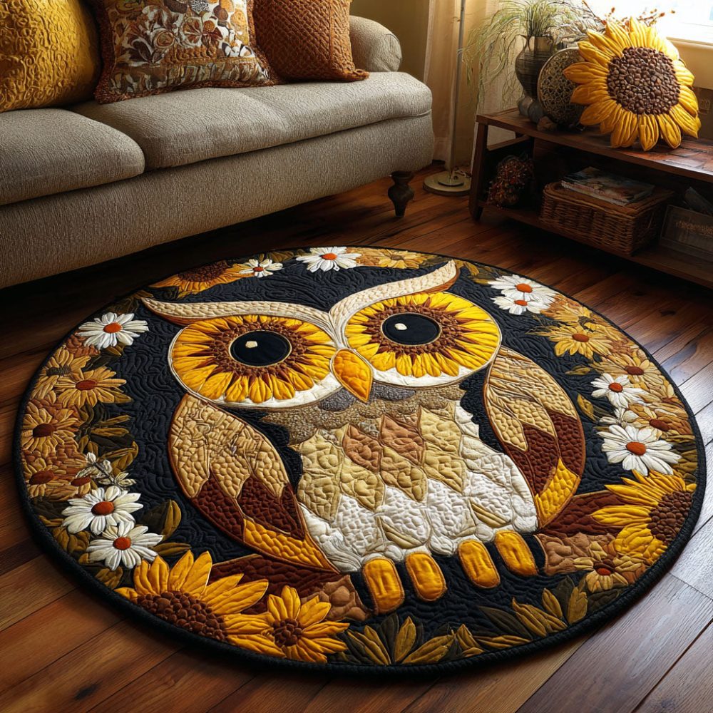 Golden Bloom Quilted Round Mat