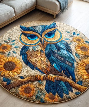 Golden Bloom Watch Quilted Round Mat