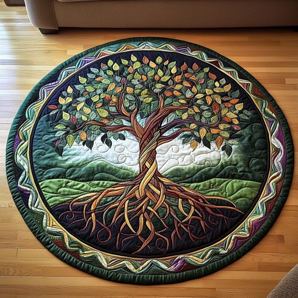 Golden Canopy Quilted Round Mat