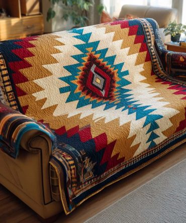 Golden Dawn Navajo Quilted Sofa Cover