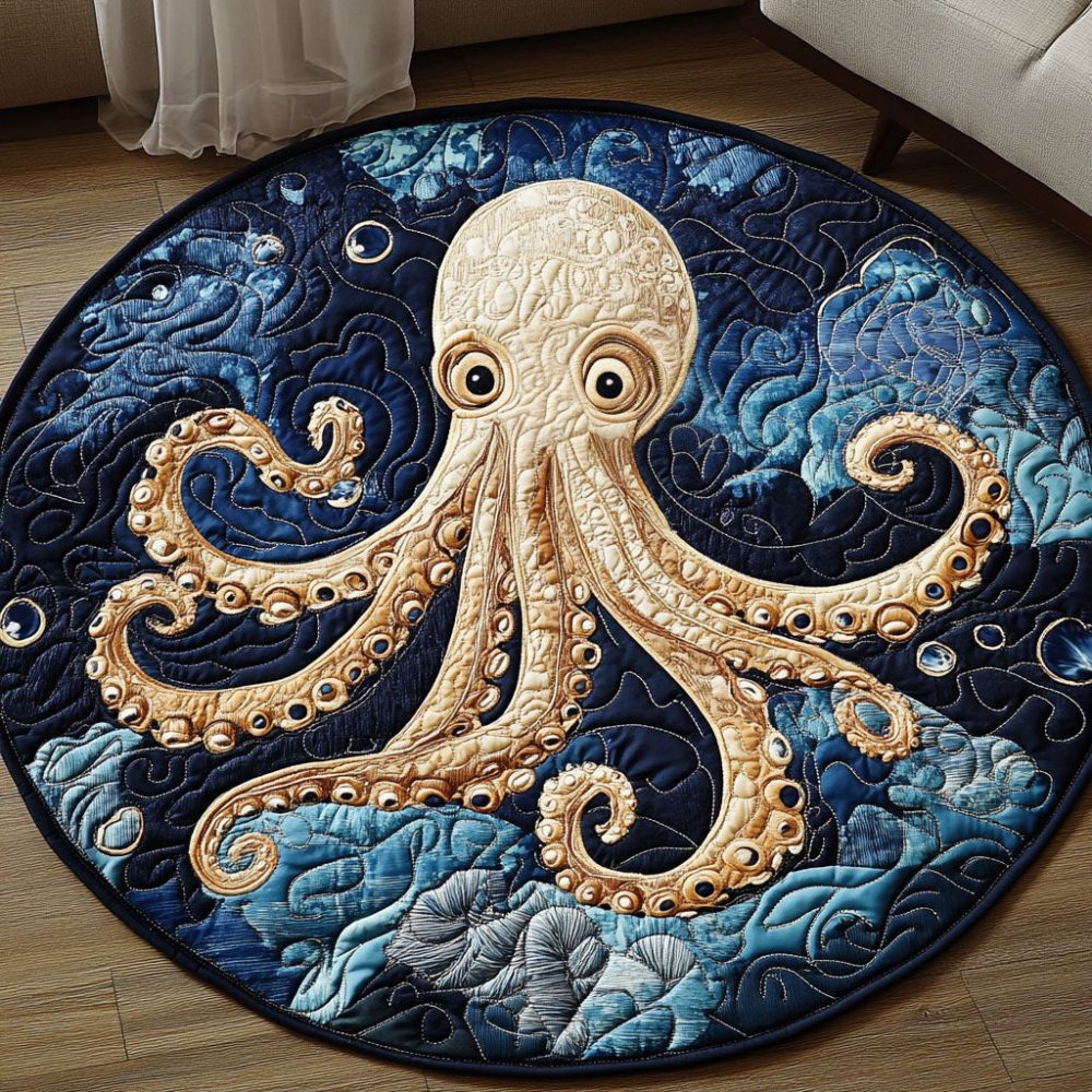 Golden Deep Sea Quilted Round Mat