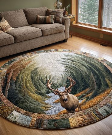 Golden Elk Quilted Round Mat