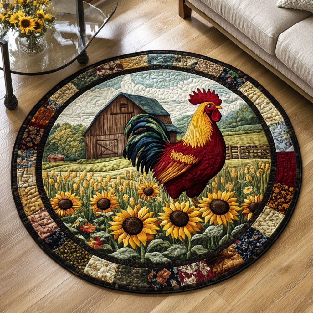 Golden Feather Quilted Round Mat