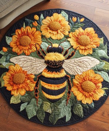 Golden Flight Quilted Round Mat