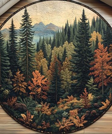 Golden Forest Quilted Round Mat