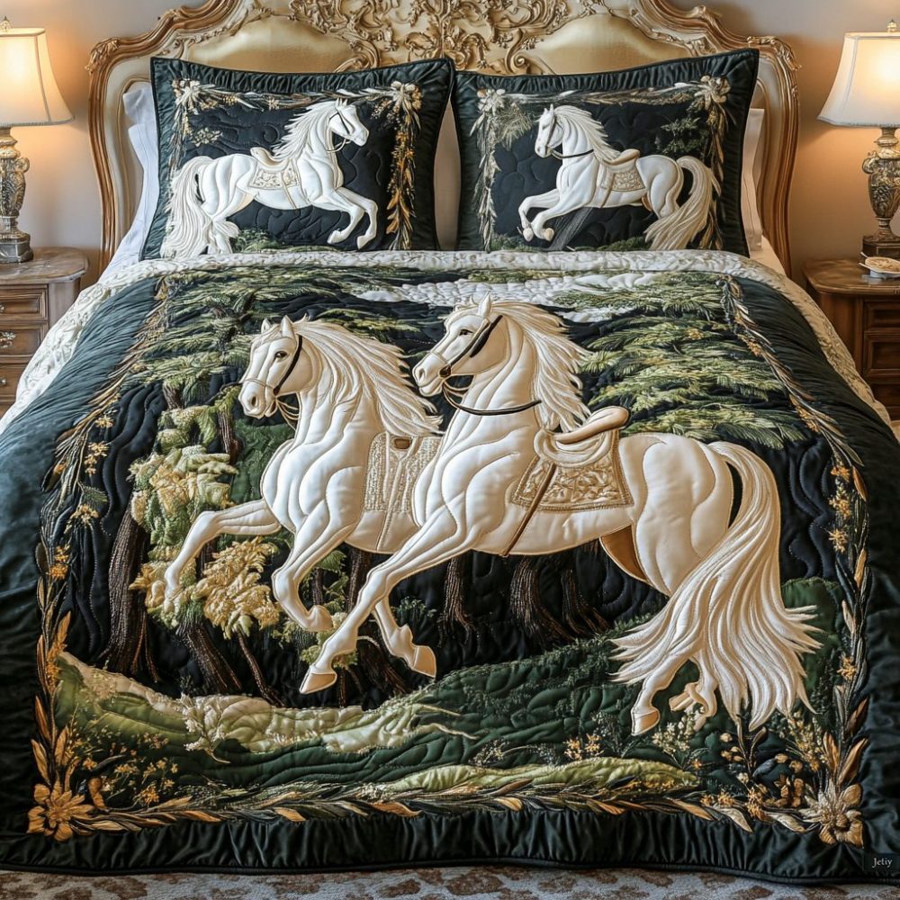 Golden Gallop 3-Piece Quilted Bedding Set