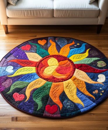 Golden Glow Quilted Round Mat