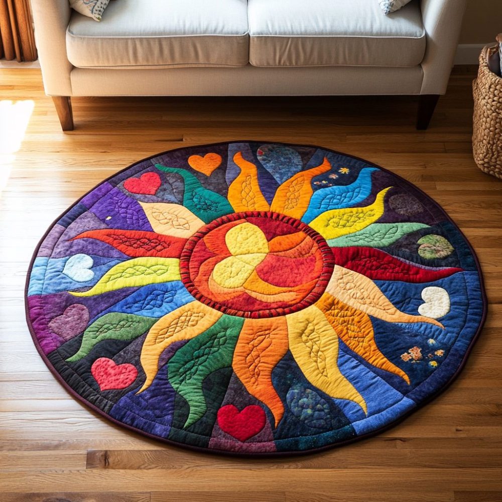 Golden Glow Quilted Round Mat