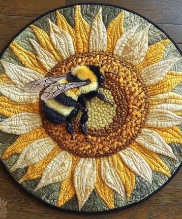 Golden Glow Quilted Round Mat