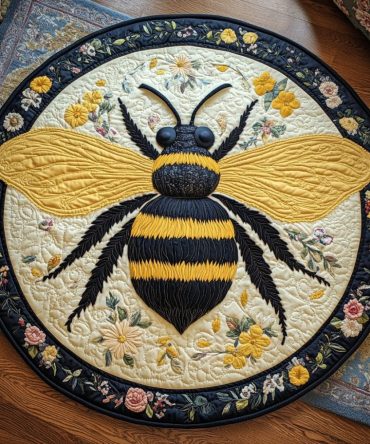 Golden Honey Trails Quilted Round Mat