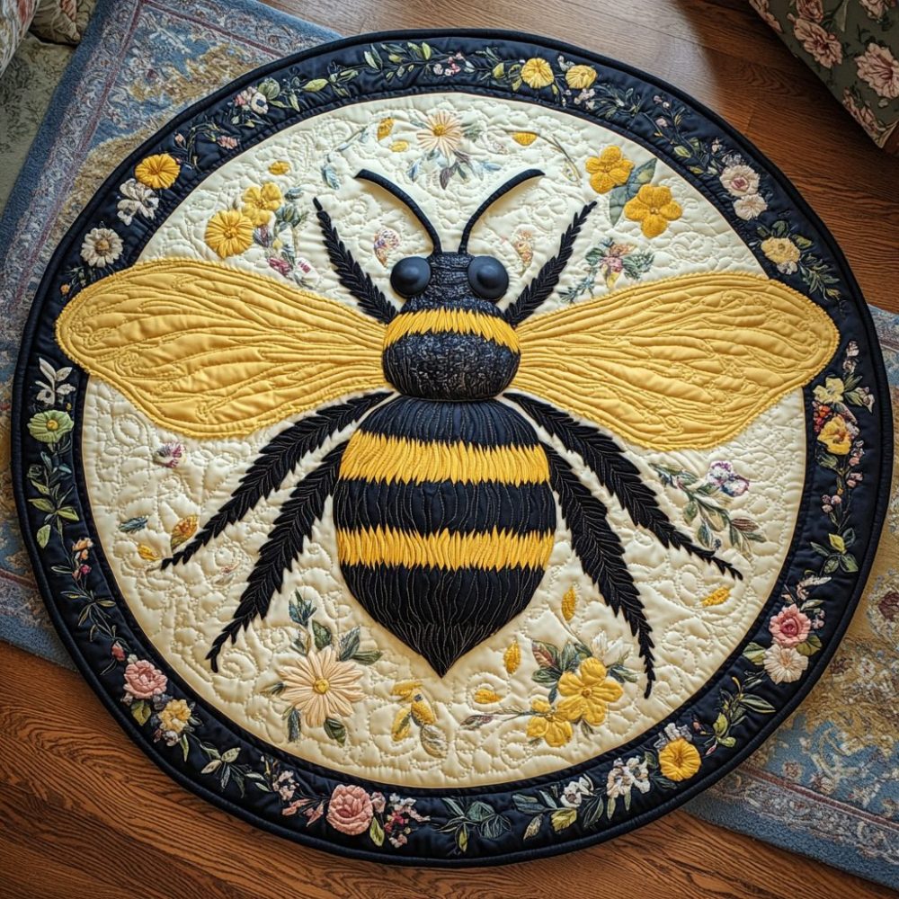 Golden Honey Trails Quilted Round Mat