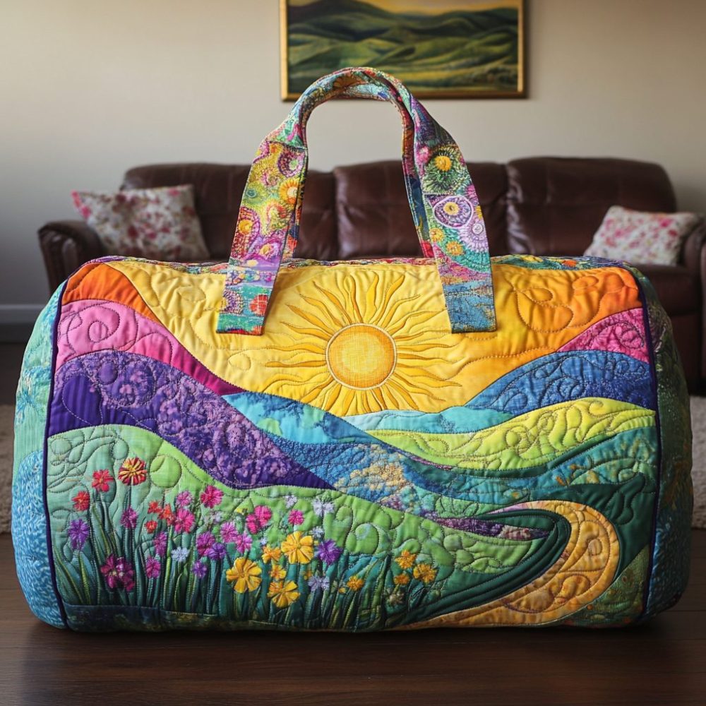 Golden Horizon Quilted Duffle Bag