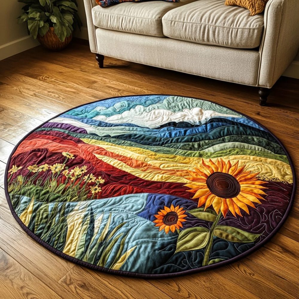 Golden Horizon Quilted Round Mat