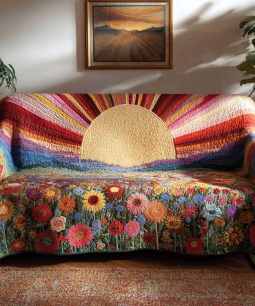 Golden Horizon Quilted Sofa Cover