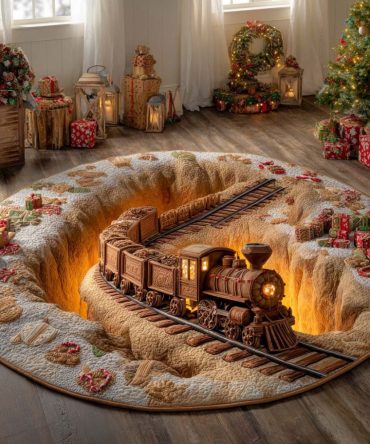 Golden Lantern Railway Quilted Round Mat