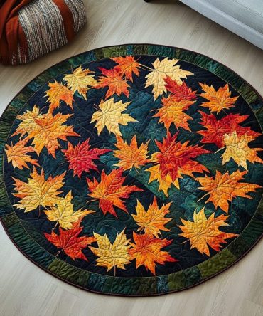 Golden Leaves Quilted Round Mat