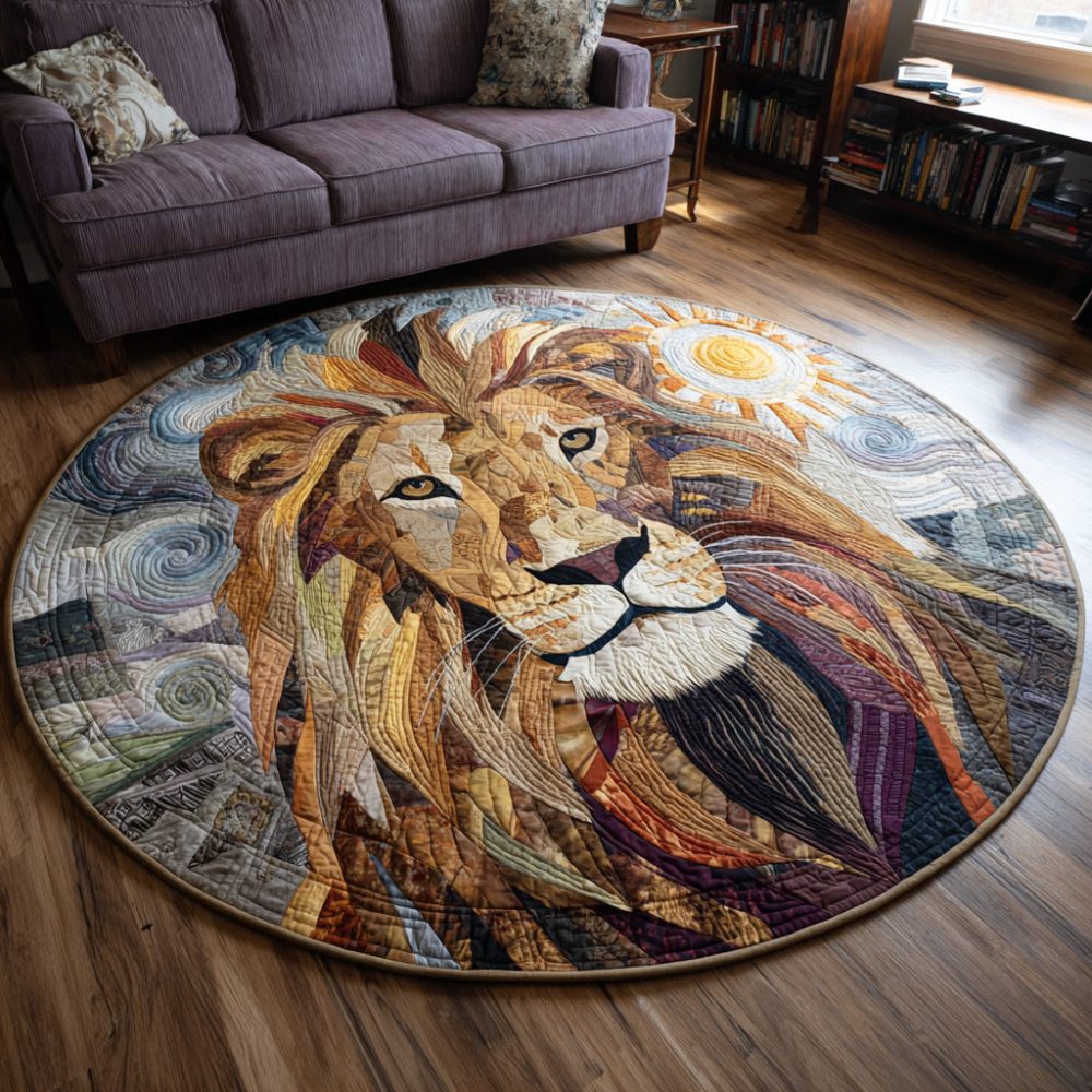 Golden Lion Quilted Round Mat