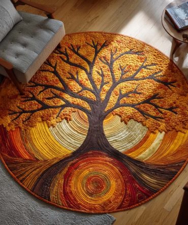 Golden Meadow Quilted Round Mat