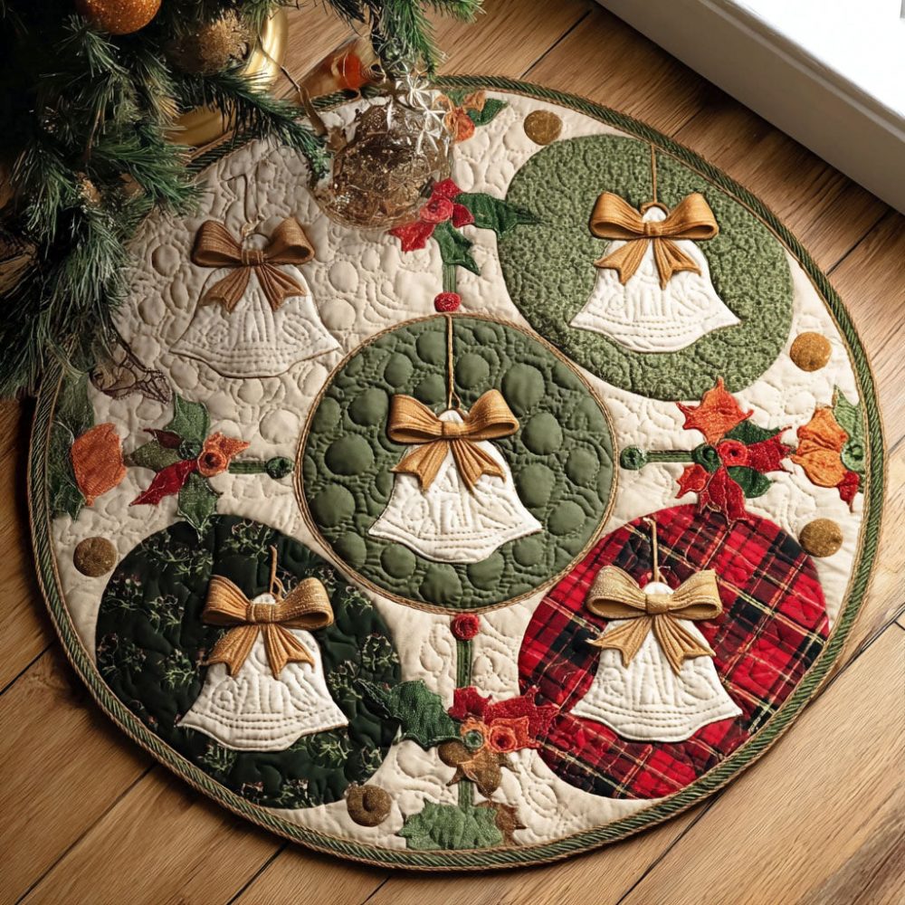 Golden Noel Quilted Round Mat