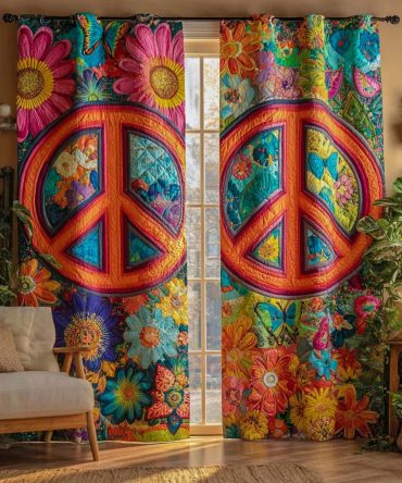 Golden Peace Garden Quilted Curtains