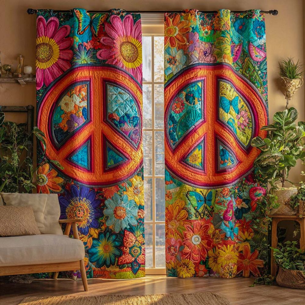 Golden Peace Garden Quilted Curtains