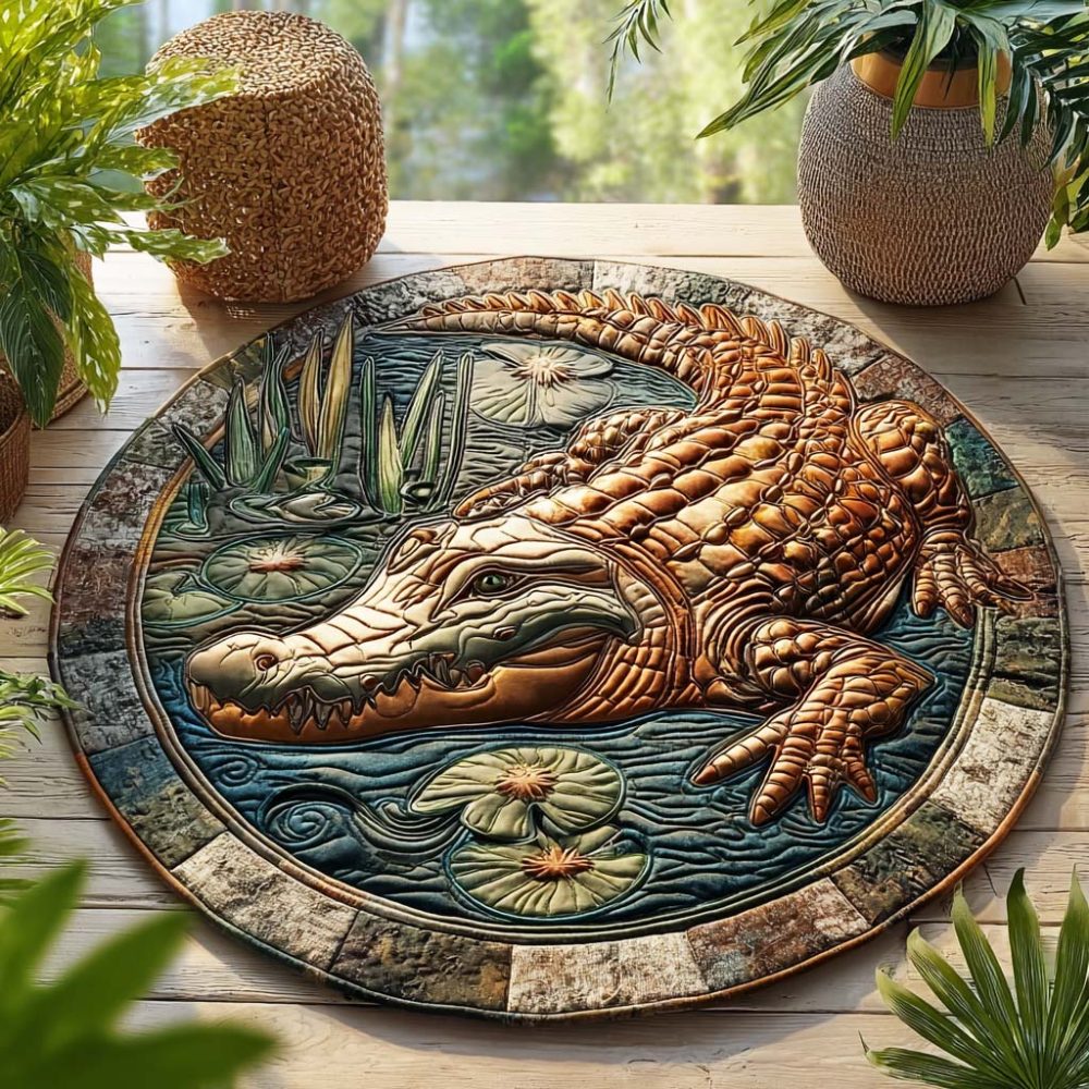 Golden Predator Quilted Round Mat