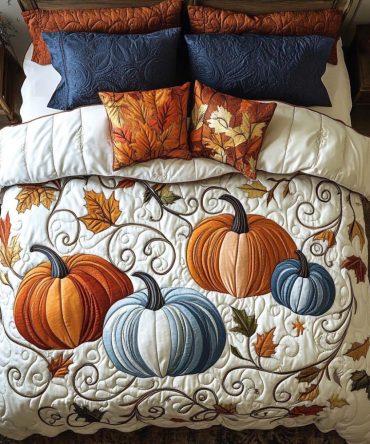 Golden Pumpkin Days 3-Piece Quilted Bedding Set