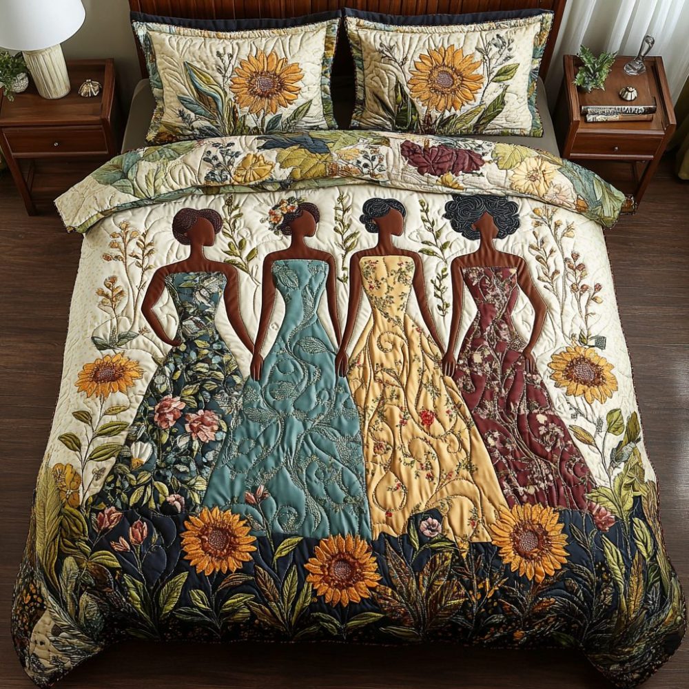 Golden Queens 3-Piece Quilted Bedding Set
