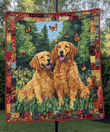 Golden Retriever Harmony Quilted Blanket