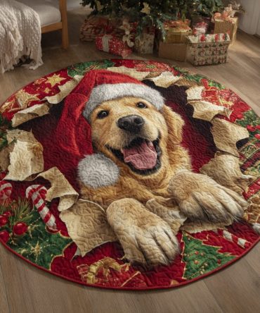 Golden Retriever Joy Quilted Round Mat