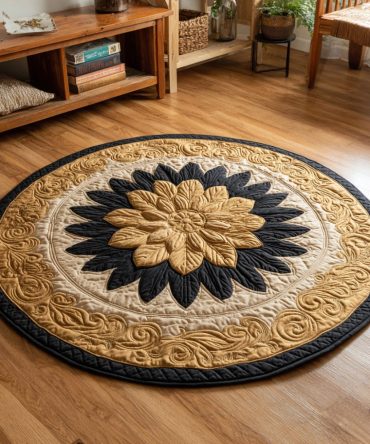 Golden Rose Quilted Round Mat
