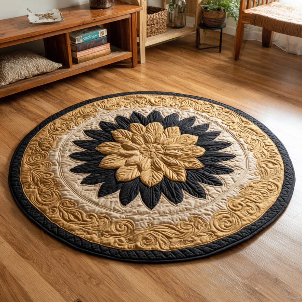 Golden Rose Quilted Round Mat