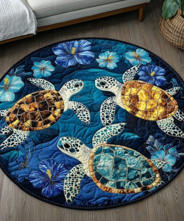 Golden Shell Serenity Quilted Round Mat