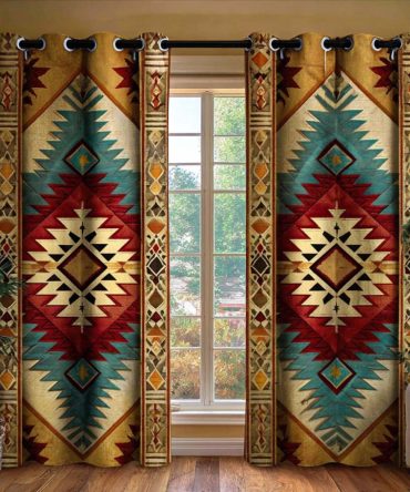 Golden Sierra Totem Quilted Curtains