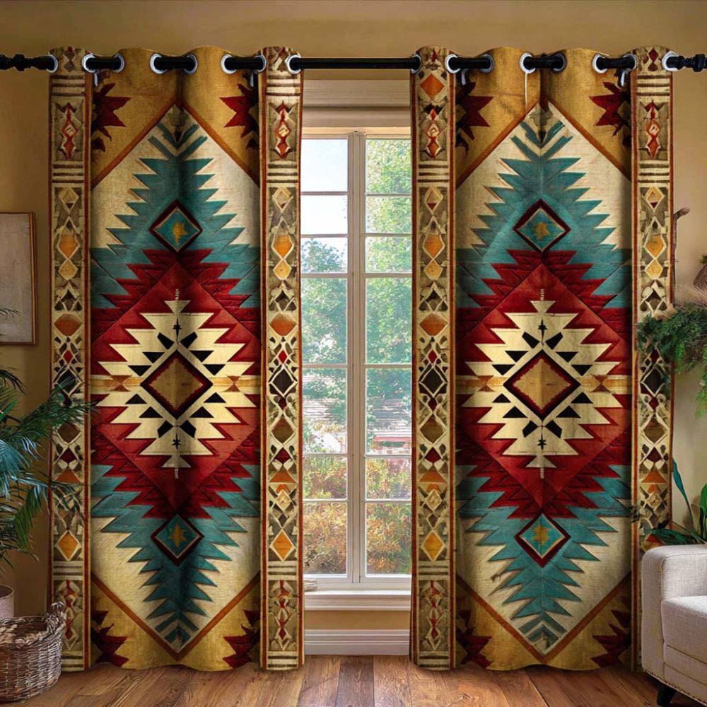 Golden Sierra Totem Quilted Curtains