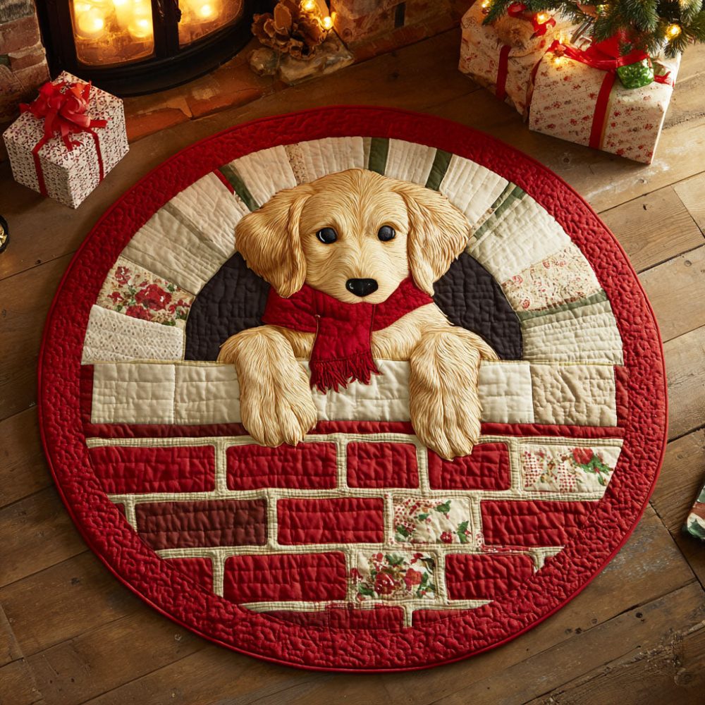 Golden Sleigh Quilted Round Mat