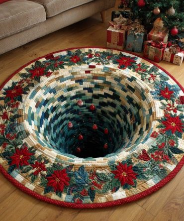 Golden Spiral Quilted Round Mat