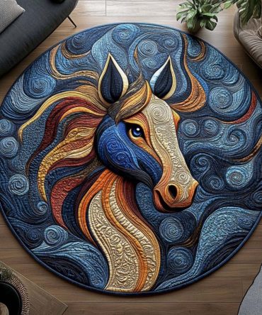Golden Stallion Quilted Round Mat
