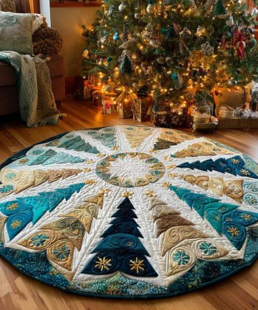 Golden Star Quilted Round Mat