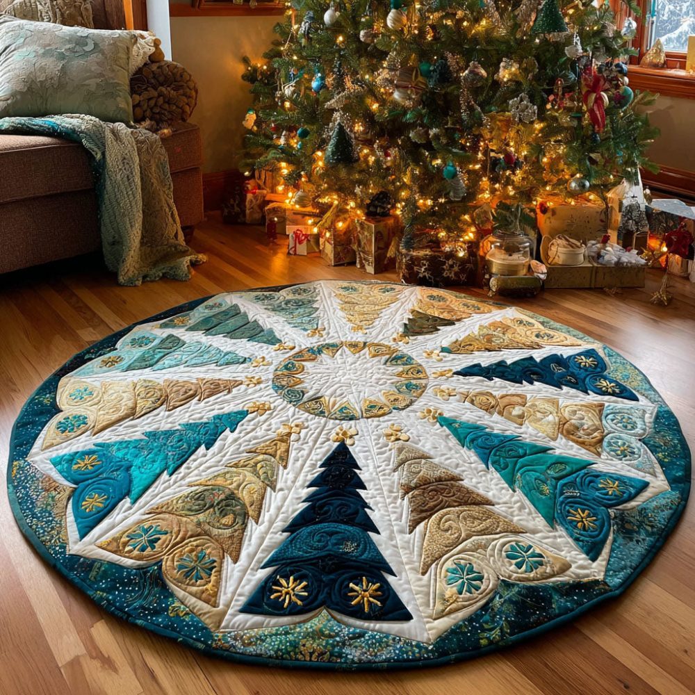 Golden Star Quilted Round Mat