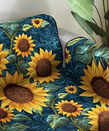 Golden Sunburst Quilted Sofa Cover