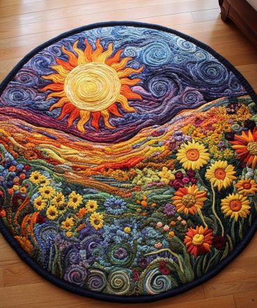 Golden Sunflower Quilted Round Mat