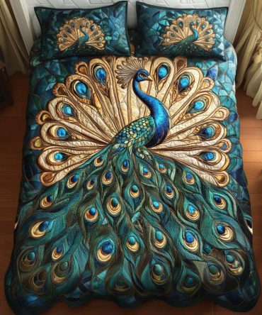 Golden Tail Symphony 3-Piece Quilted Bedding Set