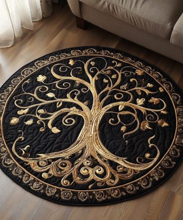 Golden Tree Quilted Round Mat