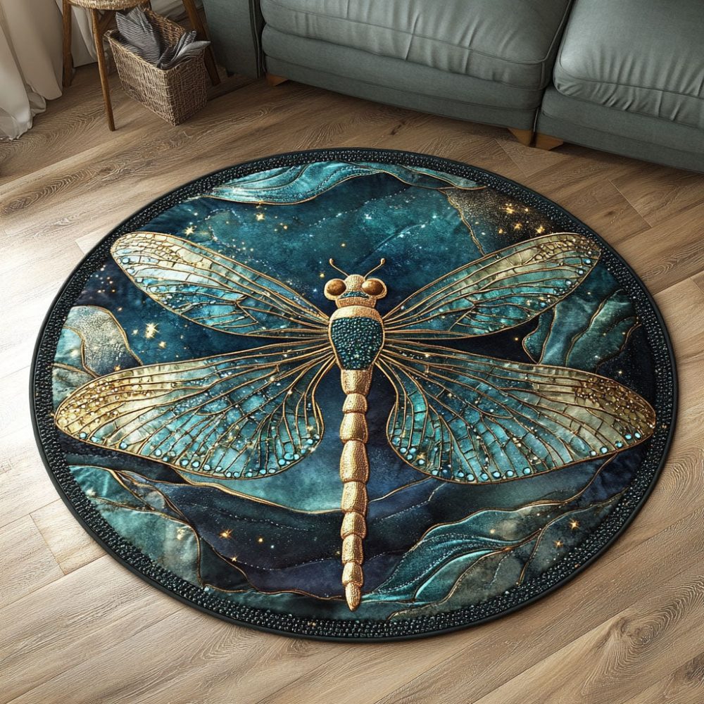 Golden Twilight Quilted Round Mat