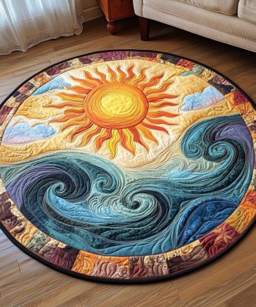 Golden Wave Quilted Round Mat