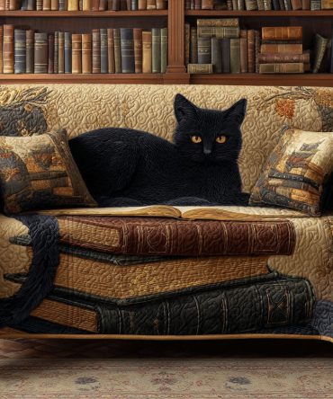 Golden Whiskers Quilted Sofa Cover