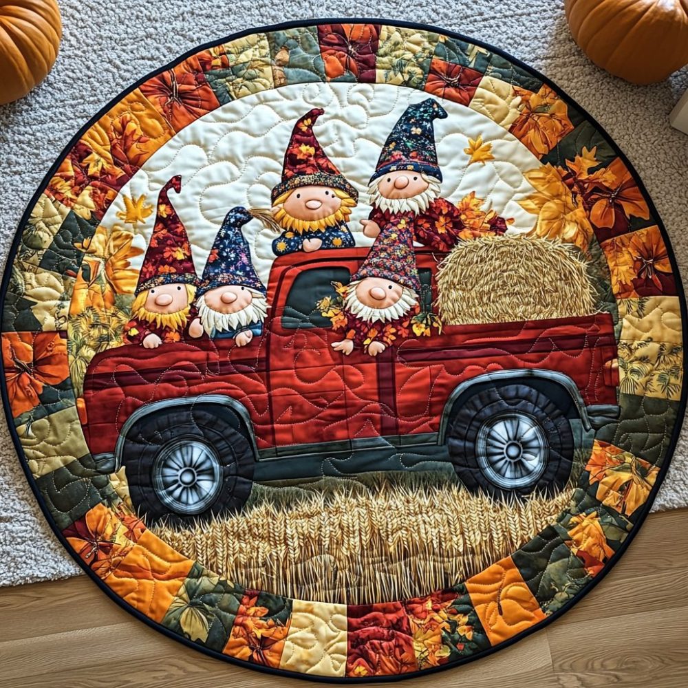 Golden Whispers Quilted Round Mat