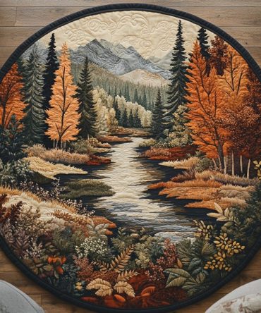 Golden Wood Quilted Round Mat