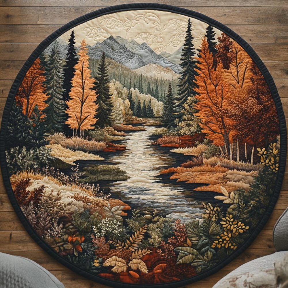 Golden Wood Quilted Round Mat